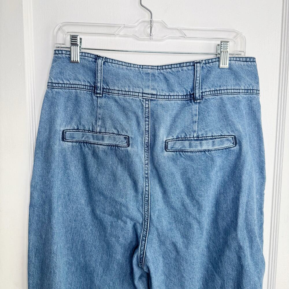 Boden High Waisted Pleated Front Tapered Mom Cropped Jeans 8 Retro Style Raw Hem - Picture 9 of 15